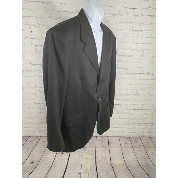 VTG NWT Bill Robin Son Black Polyester Micro Fiber 3 Button Jacket Blazer 44L - Picture 2 of 13